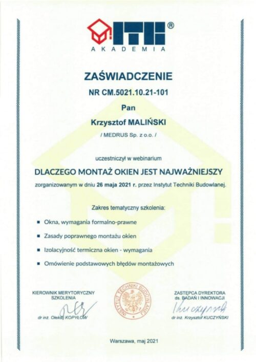 Certyfikat-ITB-okna